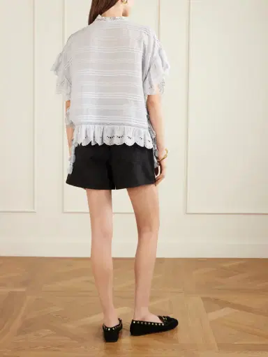 Marant Étoile Payton Lace-trimmed Embroidered Cotton Blouse | Thumbnail 4 Marant Étoile Payton Lace-trimmed Embroidered Cotton Blouse | Thumbnail 4