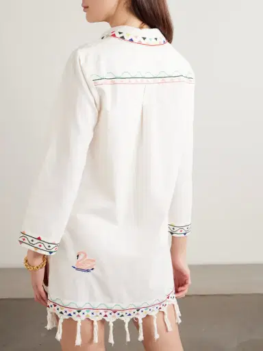 Rixo Astoria Fringed Embroidered Cotton Mini Dress | Thumbnail 3 Rixo Astoria Fringed Embroidered Cotton Mini Dress | Thumbnail 3