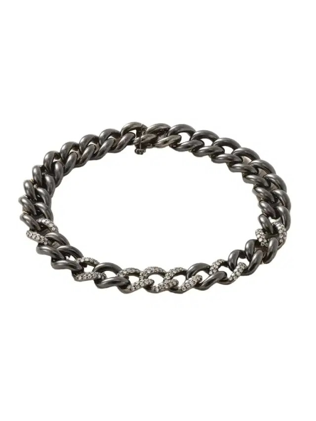 SHAY 18-karat Blackened Gold, Ceramic And Diamond Bracelet
