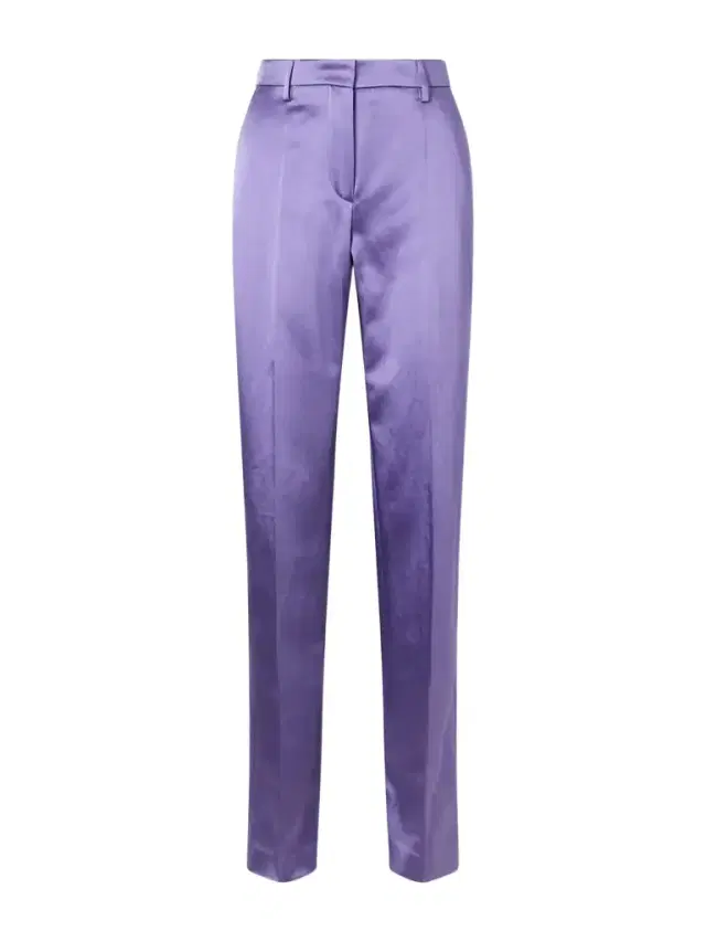 Cotton-blend Satin Straight-leg Pants