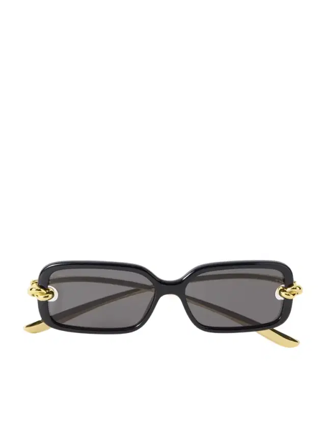 Knot Rectangular-frame Acetate And Gold-tone Sunglasses