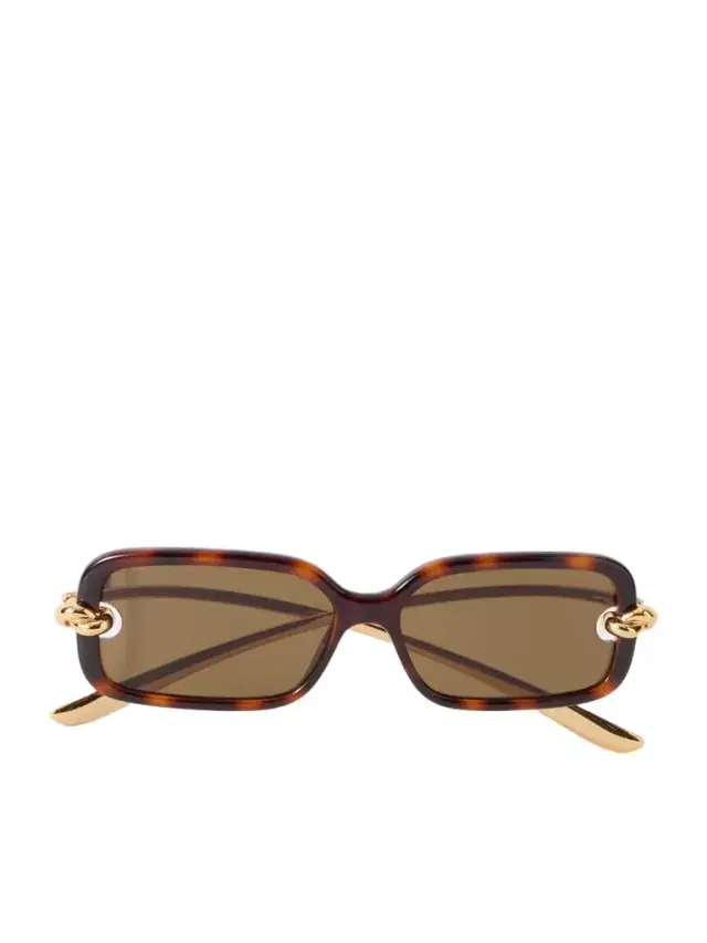 Knot Rectangle-frame Tortoiseshell Acetate And Gold-tone Sunglasses