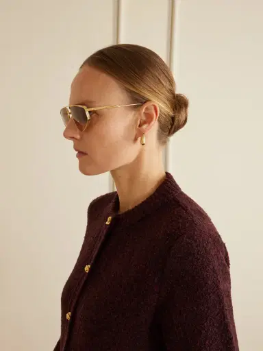 Bottega Veneta Eyewear Ribbon Aviator-style Gold-tone Sunglasses | Thumbnail 4 Bottega Veneta Eyewear Ribbon Aviator-style Gold-tone Sunglasses | Thumbnail 4