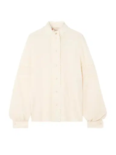 Valentino Garavani Lace-trimmed Silk Crepe De Chine Blouse | Thumbnail 1