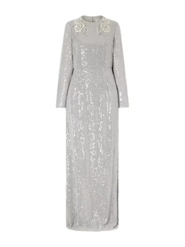 Crystal-embroidered Sequined Georgette Gown