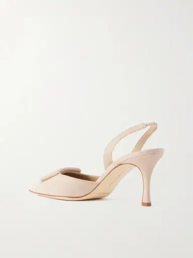 Manolo Blahnik Maysli 70 Buckled Suede Slingback Pumps | Thumbnail 3