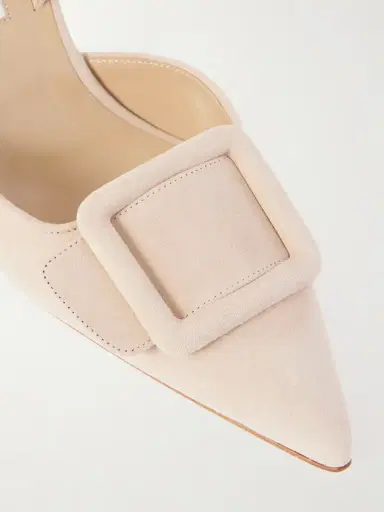 Manolo Blahnik Maysli 70 Buckled Suede Slingback Pumps | Thumbnail 5
