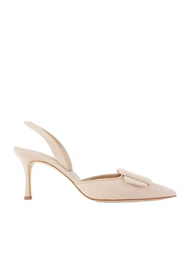 Manolo Blahnik Maysli 70 Buckled Suede Slingback Pumps | Thumbnail 1
