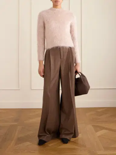 Loro Piana Pleated Pinstriped Wool And Cashmere-blend Wide-leg Pants | Thumbnail 2 Loro Piana Pleated Pinstriped Wool And Cashmere-blend Wide-leg Pants | Thumbnail 2