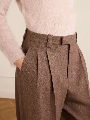 Loro Piana Pleated Pinstriped Wool And Cashmere-blend Wide-leg Pants | Thumbnail 5 Loro Piana Pleated Pinstriped Wool And Cashmere-blend Wide-leg Pants | Thumbnail 5