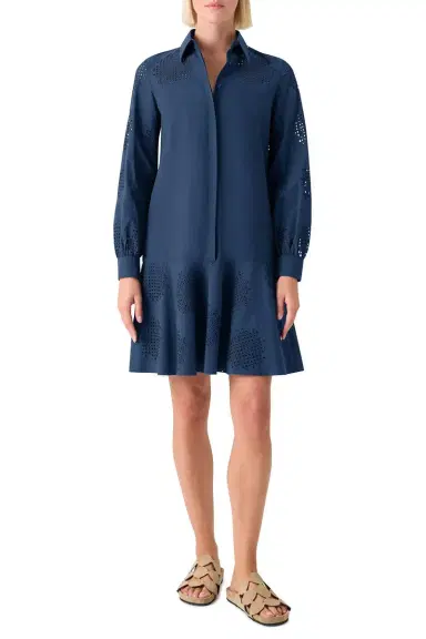 Akris punto Long Sleeve Embroidered Short Dress | Thumbnail 2
