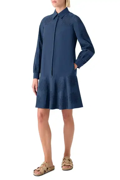 Akris punto Long Sleeve Embroidered Short Dress | Thumbnail 4