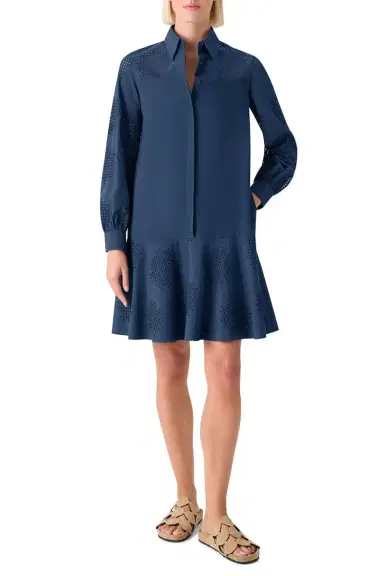 Akris punto Long Sleeve Embroidered Short Dress | Thumbnail 5
