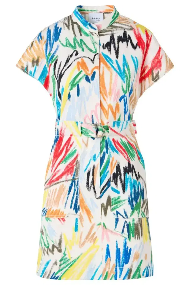 Akris punto Short Sleeve Mini Shirt Dress