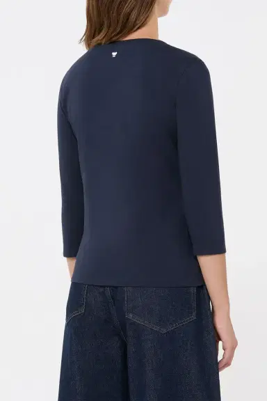 Max Mara Three Quarter Sleeve Stretch Tee - Navy | Thumbnail 5