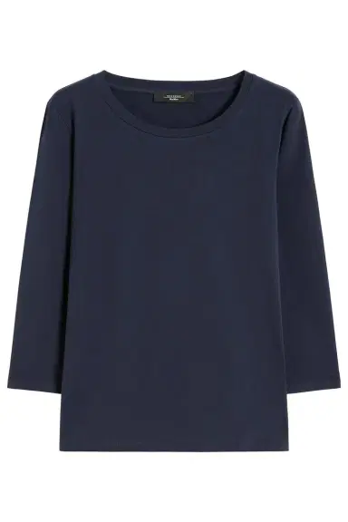 Max Mara Three Quarter Sleeve Stretch Tee - Navy | Thumbnail 1