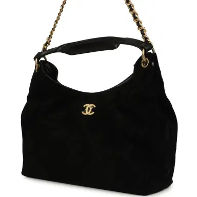 Chanel Chanel Maxi Hobo Bag Black Suede Antique Gold Hardware | Thumbnail 5