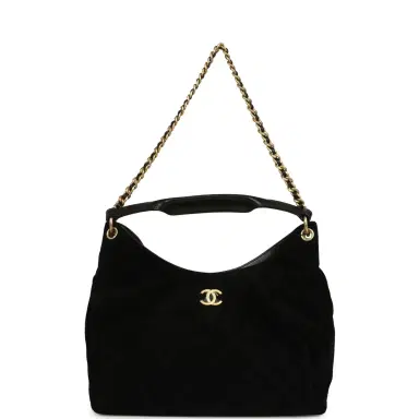 Chanel Chanel Maxi Hobo Bag Black Suede Antique Gold Hardware | Thumbnail 6