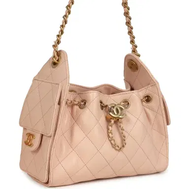 Chanel Chanel Mini 25 Hobo Bag Light Pink Caviar Antique Gold Hardware | Thumbnail 2