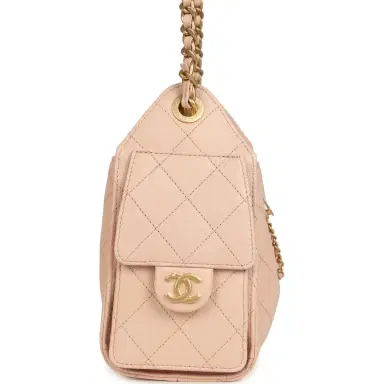 Chanel Chanel Mini 25 Hobo Bag Light Pink Caviar Antique Gold Hardware | Thumbnail 3