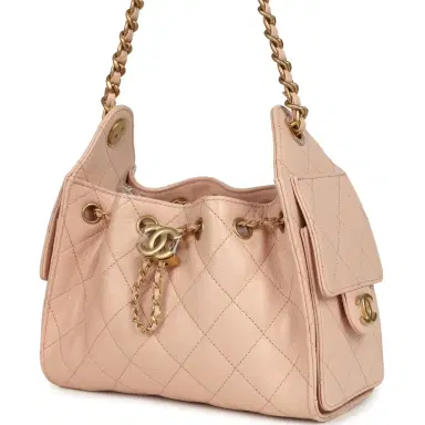 Chanel Chanel Mini 25 Hobo Bag Light Pink Caviar Antique Gold Hardware | Thumbnail 5