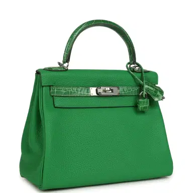 HERMÈS Hermes Kelly Retourne 28 Bambou Togo and Shiny Niloticus Crocodile Touch Palladium Hardware | Thumbnail 2 HERMÈS Hermes Kelly Retourne 28 Bambou Togo and Shiny Niloticus Crocodile Touch Palladium Hardware | Thumbnail 2
