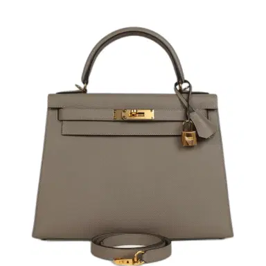 HERMÈS Pre-owned Hermes Kelly Sellier 28 Gris Asphalt Epsom Gold Hardware | Thumbnail 1 HERMÈS Pre-owned Hermes Kelly Sellier 28 Gris Asphalt Epsom Gold Hardware | Thumbnail 1