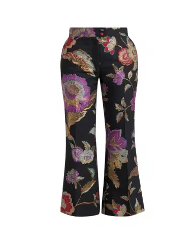 Valentino Garavani Metallic Floral Jacquard Flare Ankle Pants | Thumbnail 1