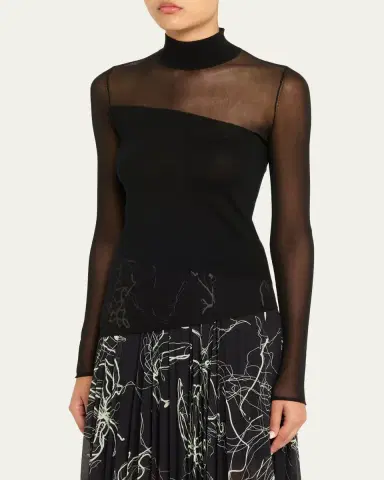 Jason Wu Collection Mock-Neck Asymmetric Sheer Merino Wool Sweater | Thumbnail 4 Jason Wu Collection Mock-Neck Asymmetric Sheer Merino Wool Sweater | Thumbnail 4