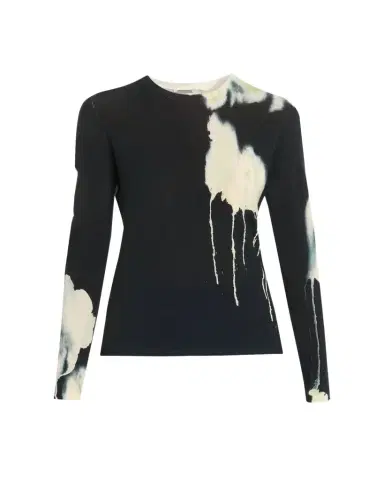 Jason Wu Collection Watercolor Floral Merino Wool Crewneck Sweater | Thumbnail 1 Jason Wu Collection Watercolor Floral Merino Wool Crewneck Sweater | Thumbnail 1