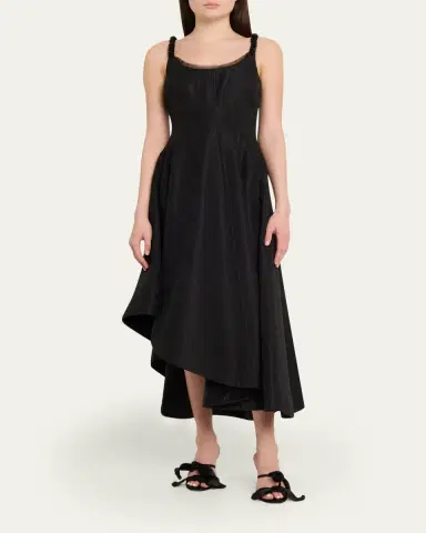 Jason Wu Collection Asymmetric Metallic Floral Jacquard Midi Dress | Thumbnail 2