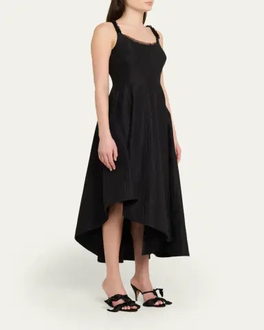 Jason Wu Collection Asymmetric Metallic Floral Jacquard Midi Dress | Thumbnail 4