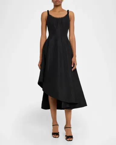 Jason Wu Collection Asymmetric Metallic Floral Jacquard Midi Dress | Thumbnail 6