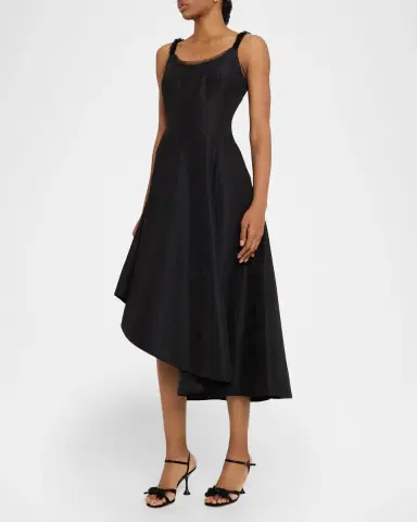 Jason Wu Collection Asymmetric Metallic Floral Jacquard Midi Dress | Thumbnail 8