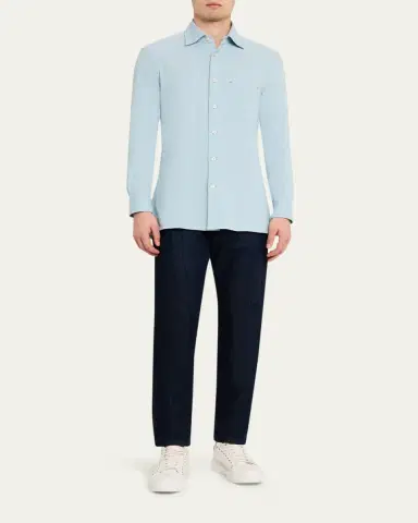 Kiton Men's Cotton Pique Nerano Button-Down Shirt | Thumbnail 2 Kiton Men's Cotton Pique Nerano Button-Down Shirt | Thumbnail 2