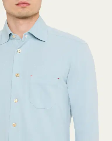 Kiton Men's Cotton Pique Nerano Button-Down Shirt | Thumbnail 5 Kiton Men's Cotton Pique Nerano Button-Down Shirt | Thumbnail 5