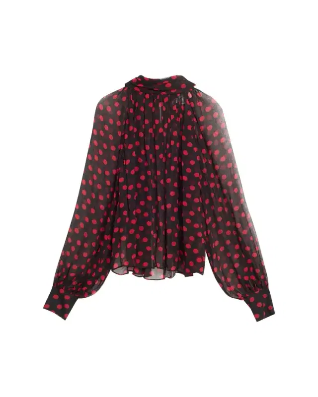 Zenia Sheer Polka-Dot Top
