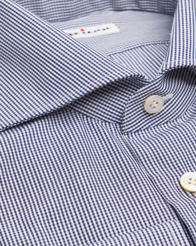 Kiton Men's Micro-Gingham Spread Collar Dress Shirt | Thumbnail 2 Kiton Men's Micro-Gingham Spread Collar Dress Shirt | Thumbnail 2