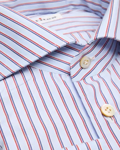 Kiton Men's Multi-Stripe Cotton Spread Collar Dress Shirt | Thumbnail 2