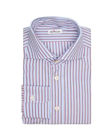 Kiton Men's Multi-Stripe Cotton Spread Collar Dress Shirt | Thumbnail 1