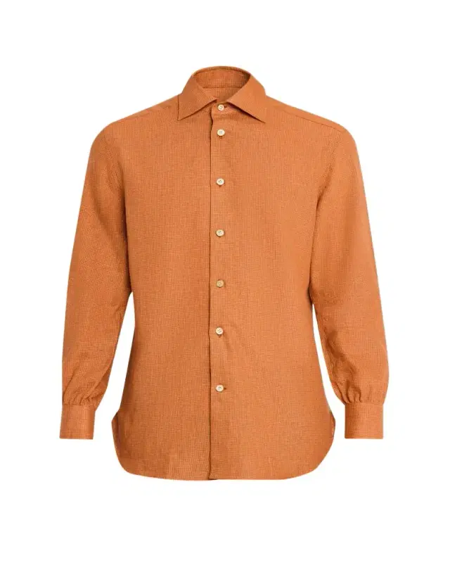Men's Linen Blend Shadow-Check Sport Shirt