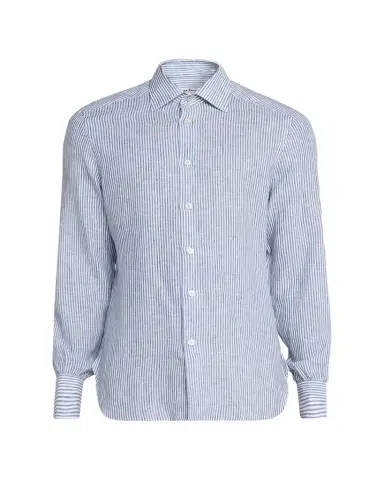 Kiton Men's Linen Bengal Stripe Button-Down Shirt | Thumbnail 1 Kiton Men's Linen Bengal Stripe Button-Down Shirt | Thumbnail 1