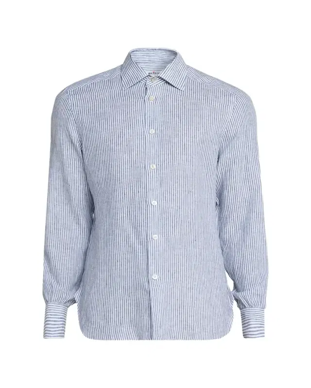 Men's Linen Bengal Stripe Button-Down Shirt