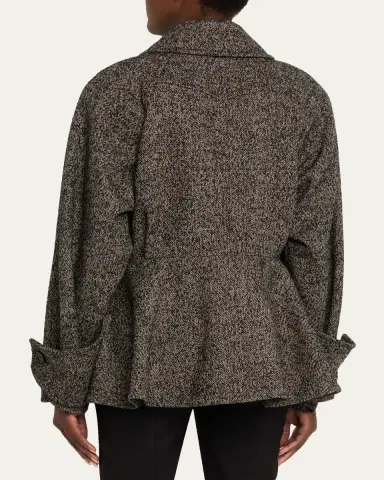 Chloé Double-Breasted Herringbone Oversized Peplum Coat | Thumbnail 3 Chloé Double-Breasted Herringbone Oversized Peplum Coat | Thumbnail 3