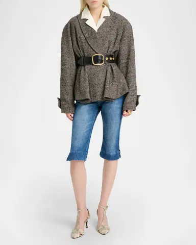 Chloé Double-Breasted Herringbone Oversized Peplum Coat | Thumbnail 6 Chloé Double-Breasted Herringbone Oversized Peplum Coat | Thumbnail 6