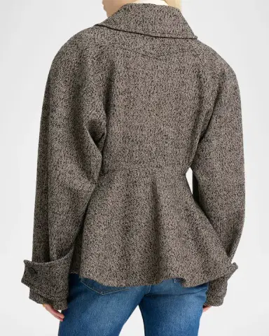 Chloé Double-Breasted Herringbone Oversized Peplum Coat | Thumbnail 7 Chloé Double-Breasted Herringbone Oversized Peplum Coat | Thumbnail 7