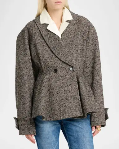 Chloé Double-Breasted Herringbone Oversized Peplum Coat | Thumbnail 8 Chloé Double-Breasted Herringbone Oversized Peplum Coat | Thumbnail 8