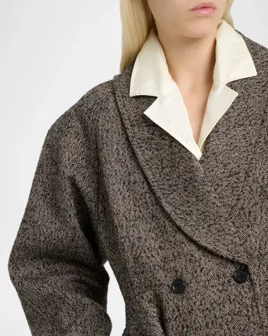 Chloé Double-Breasted Herringbone Oversized Peplum Coat | Thumbnail 9 Chloé Double-Breasted Herringbone Oversized Peplum Coat | Thumbnail 9