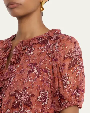 Ulla Johnson Rosamunde Puff-Sleeve Ruffle Chiffon Midi Dress | Thumbnail 5 Ulla Johnson Rosamunde Puff-Sleeve Ruffle Chiffon Midi Dress | Thumbnail 5