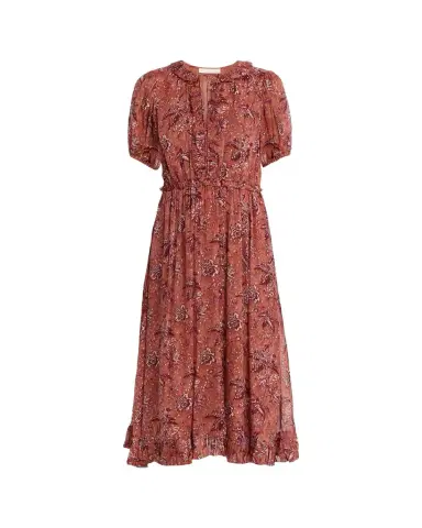 Ulla Johnson Rosamunde Puff-Sleeve Ruffle Chiffon Midi Dress | Thumbnail 1 Ulla Johnson Rosamunde Puff-Sleeve Ruffle Chiffon Midi Dress | Thumbnail 1